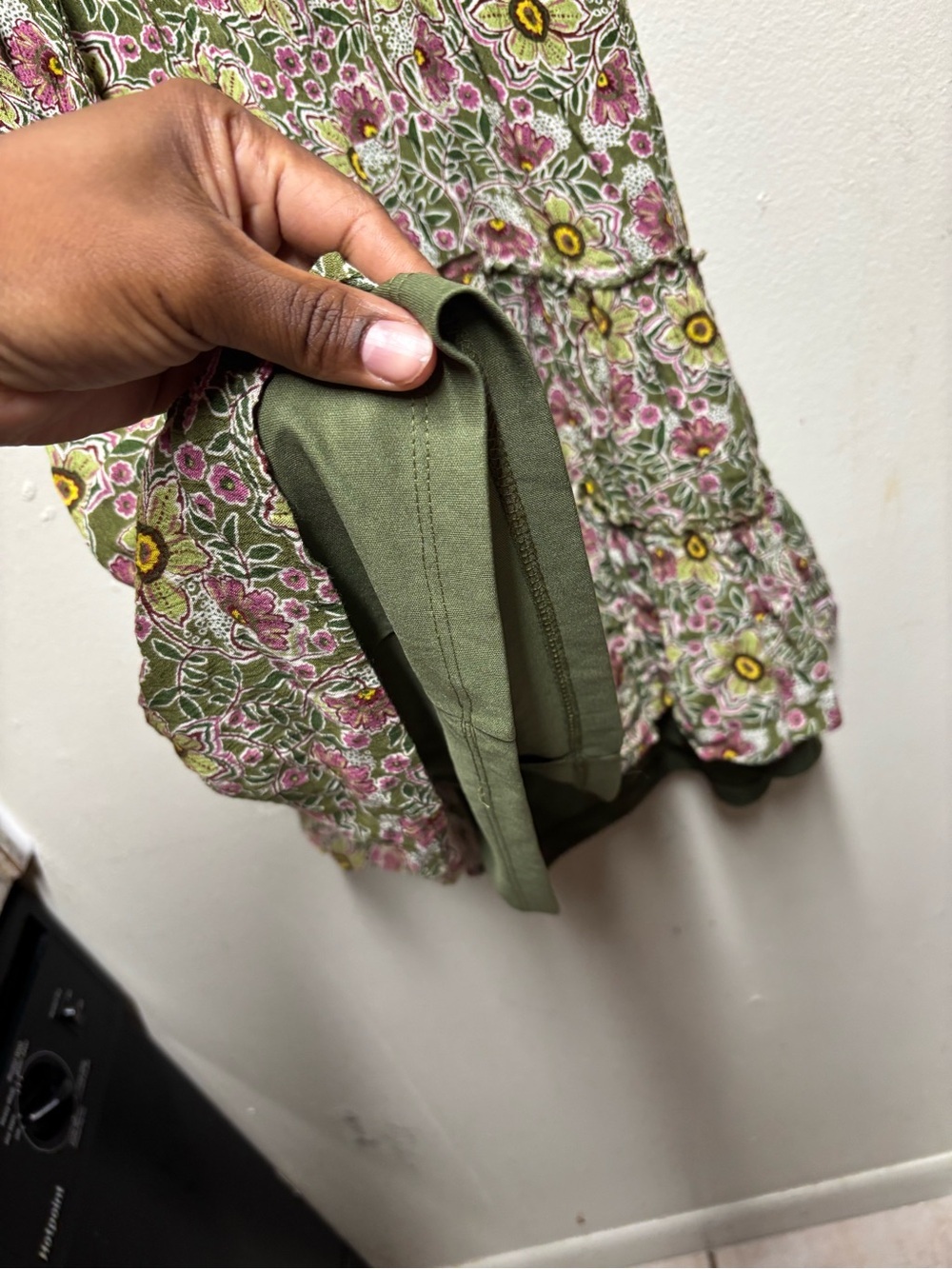 Maurice’s Floral Smocked Tiered Mini Dress whimsical Boho Size M Rayon green - Picture 5 of 8